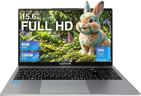 15.6" Full HD Windows 11 Laptop - Built in the UK, 15th Gen CPU, 8GB RAM, M.2 SATA Slot Expandable Storage up to 2TB, Windows 11 Home, Dual-Band WiFi 5, Privacy Webcam - 15 Inch Lightweight Laptop