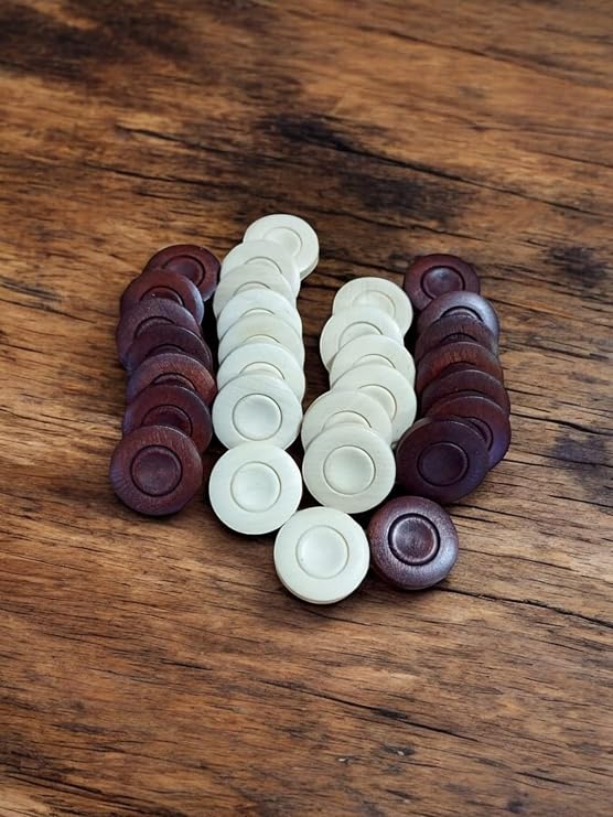 Simya Oyun Aletleri Ahşap Şimşir Ağacı Tavla Pulu 35 mm (El Yapımı)