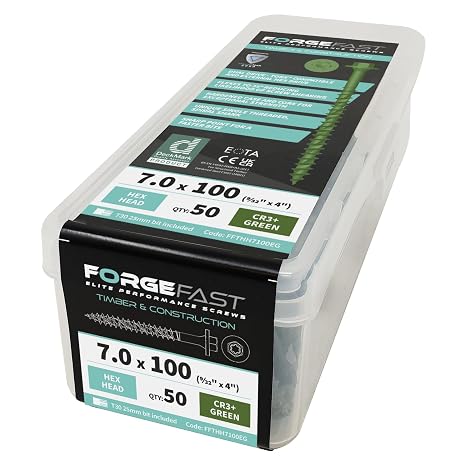 ForgeFix ForgeFast Timber Framing Screws Torx | 7.0 x 100mm | Tub 50