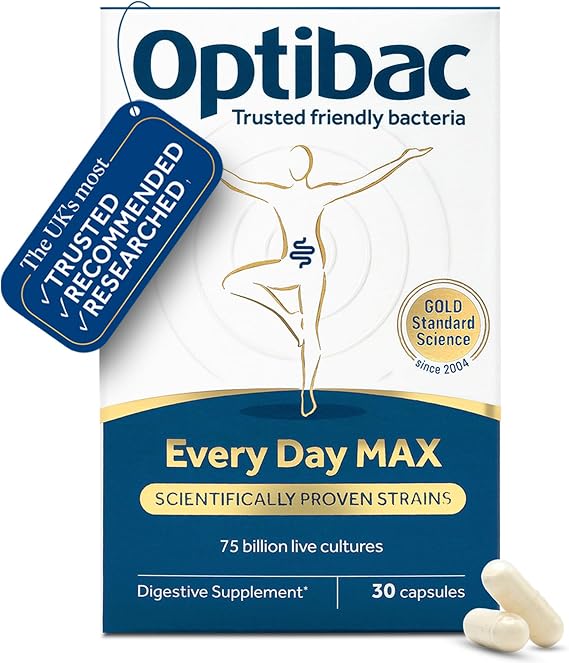 Optibac Every Day MAX - Premium Vegan Digestive Supplement - 30 Capsules
