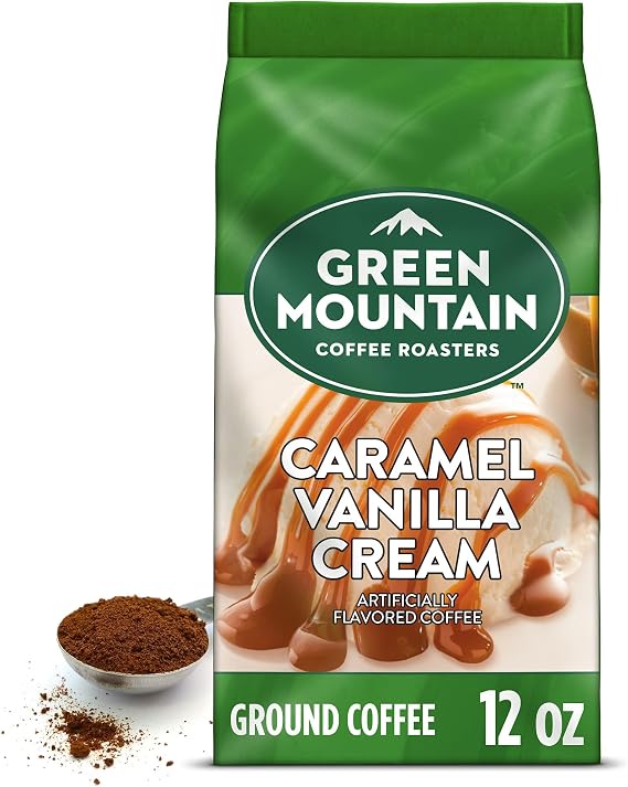 Green Mountain Coffee Caramel Vanilla Cream, Ground, Regular, Light Roast, 12 Ounce Bag by Green Mountain