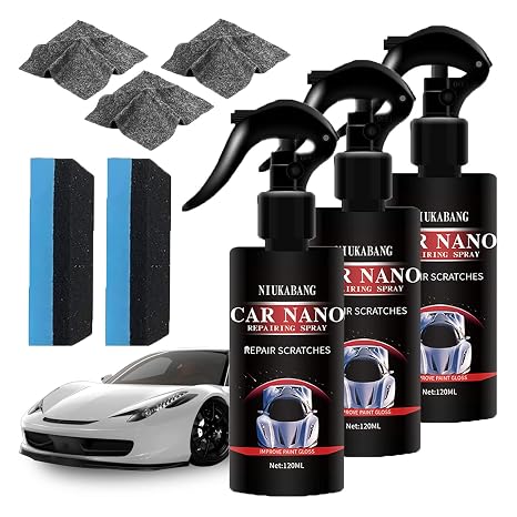 KCRPM Car Nano Repairing Spray, Car Scratch Repair Nano Spray, Car Scratches Repair Nano Spray, Polishing Nano Coating Agent - Scratch Removal for All Car Body (3Pcs,120ml)