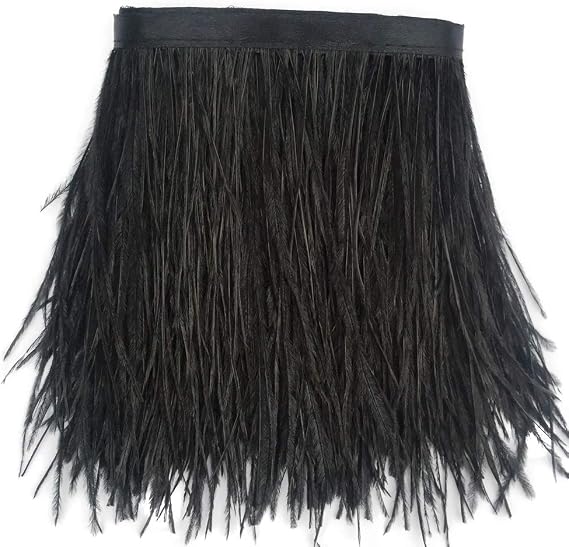 Sowder - 6ft Ostrich Feather Fringe Trim with Satin Ribbon for Sewing Craft Decoration Dress Fancy Dress