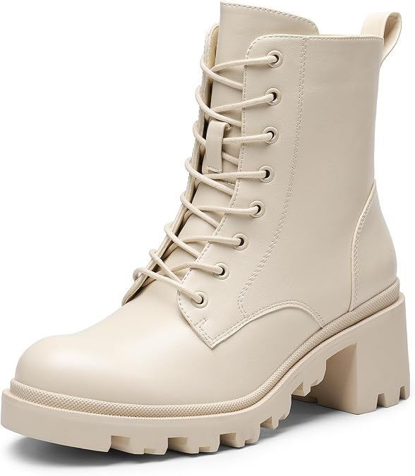 DREAM PAIRS Women's Ankle Boots Lace Up Combat Booties