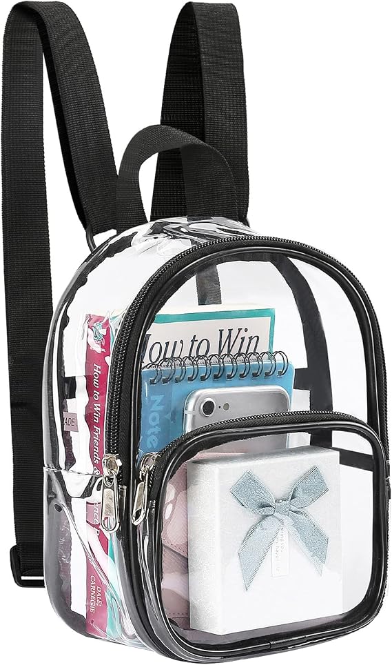 Mossio Clear Mini Backpack Stadium Approved, With Reinforced Straps & Front Pocket - Perfect for School, Security & Sporting