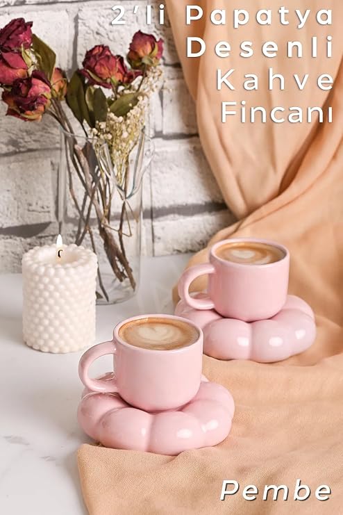 ARVALE 2 Set (4 Parça) Bulut Model Kahve Fincanı 90 ml - Türk Kahvesi Fincanı