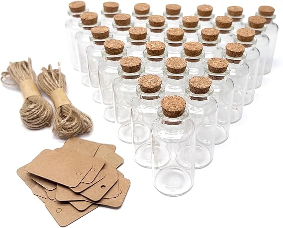 Goiio 80 Pieces 20 ML Glass Bottles with Cork Stoppers Mini Small Glass Bottles, for Wedding Favors, Crafts Home Decorations