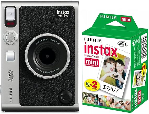 Instax Mini Evo Siyah Fotoğraf Makinesi ve 20'li F
