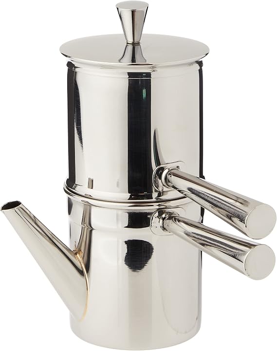 ILSA Neapolitan Coffee Maker in Stainless Steel 18/10 Cups 1-2, Silver
