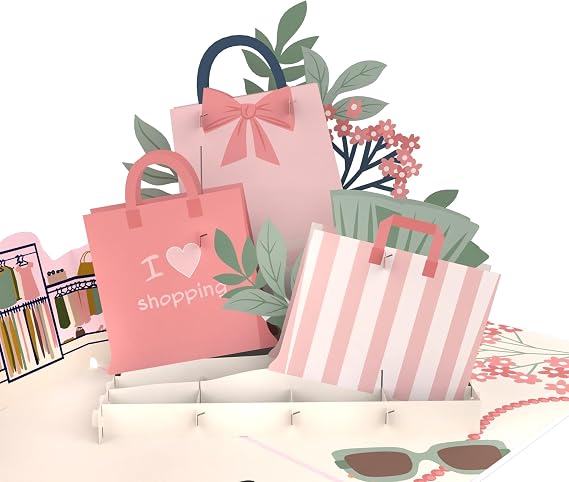 MOKIO® Pop-Up Karte – Shopping – 3D Grußkarte