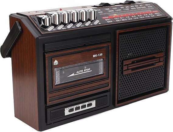 Retro Boom Cassette Player, Classic 80s Style Retro Home Audio Stereo AM SW Radio, Noiseless Portable Tape Cassette Player Recorder, Support Storage Card, USB, Antenna, Headphone Jack US Brown