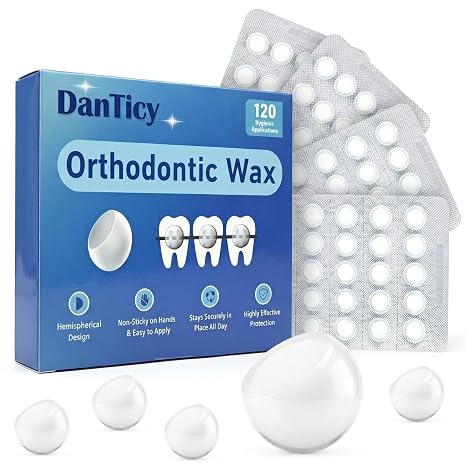 DanTicy Orthodontic Wax for Braces, Pre-Cut, Bowl Shape, 120 Pcs Unflavored