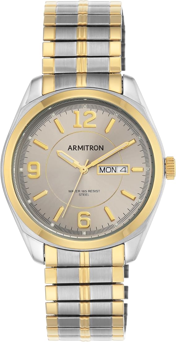 Armitron Men's Day/Date Easy to Read Metal Expansion Bracelet Watch, 20/4591