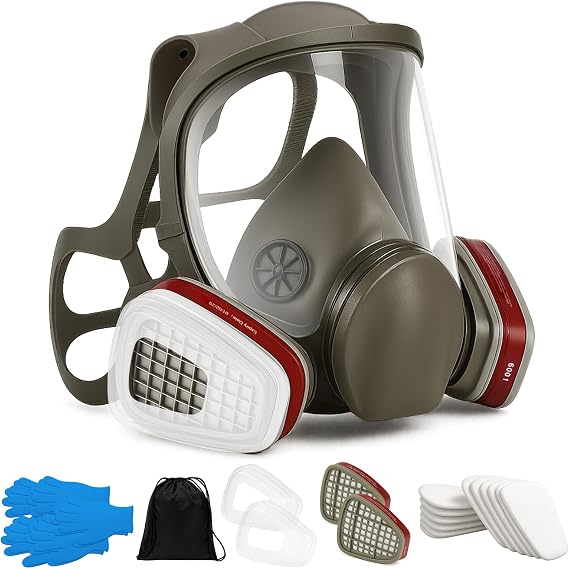 Respirator mask Reusable Full Face with Filters – Protective Gas Mask for Painting, Spraying, Sanding, Chemical and Dust Work