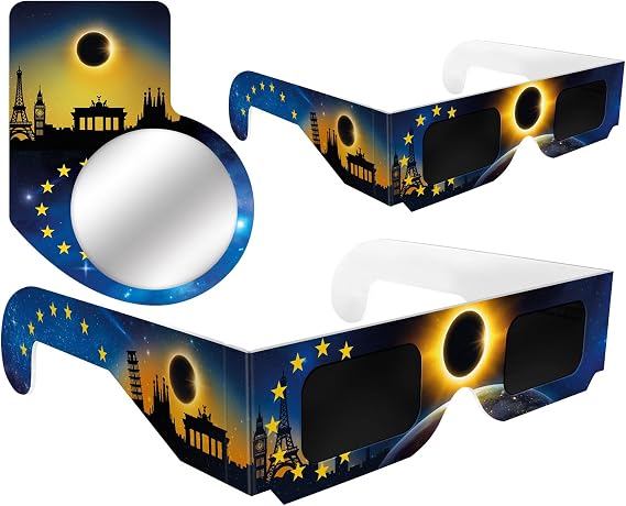 Solar Eclipse Glasses Approved 2026, (2 Pack) CE and ISO Certified Solar Eclipse Observation Glasses, Safe Shades for Direct Sun Viewing, Bonus Smartphone Photo Filter Lens, Flag design