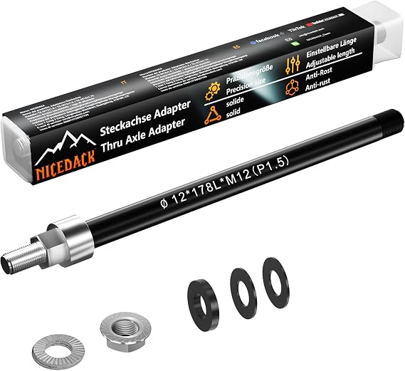 12mm Bike Trailer Thru Axle Adapter, Thread Pitch P1.0/P1.5/P1.75