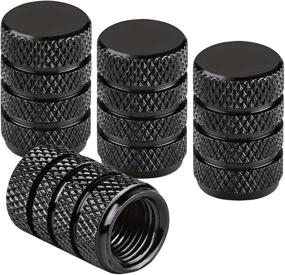 4 Pcs Aluminum Tire Valve Stem Caps Black Universal Car Bike