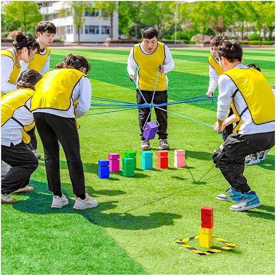 Outdoor Cooperative Team Games Teamwork Games Block Stacking Games, Outdoor Game Activity for Large Groups, Team Building Games for 5-20 Players Color: Multi-colored, Size: 8PCS