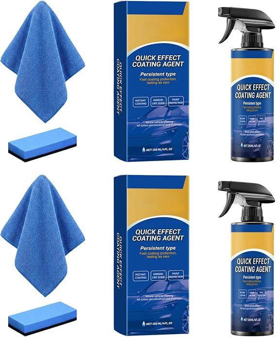 2PCS Advanced Ceramic Coating Car Spray Wax, Quick Effect Coating Agent for Shine and Protection, Waterless Wash Nano Polish Spray for Cars Motorcycles Boats