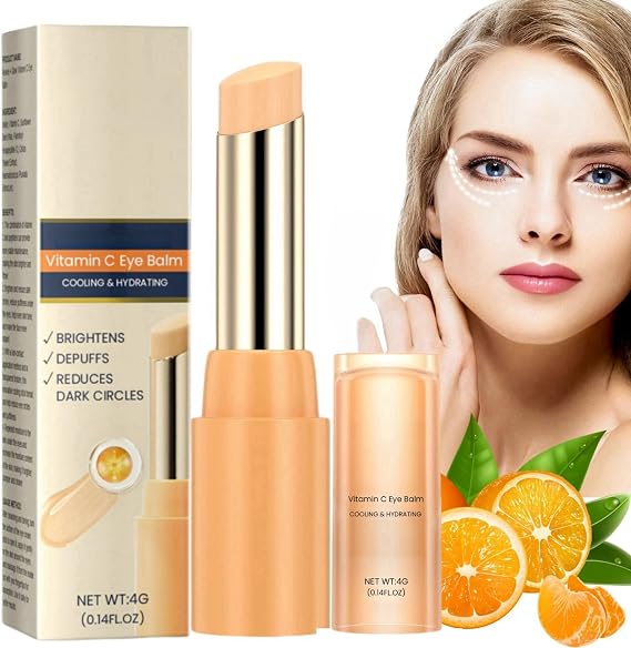 Vitamin C Eye Cream Stick,Brighten Vitamin C Eye Balm,Moisturised Glow Eye Care Stick,Anti Wrinkle Eye Cream Stick for Puffy Eyes,Cooling & Hydrating Eye Cream Moisturizer Stick,Eye Cream Anti Aging