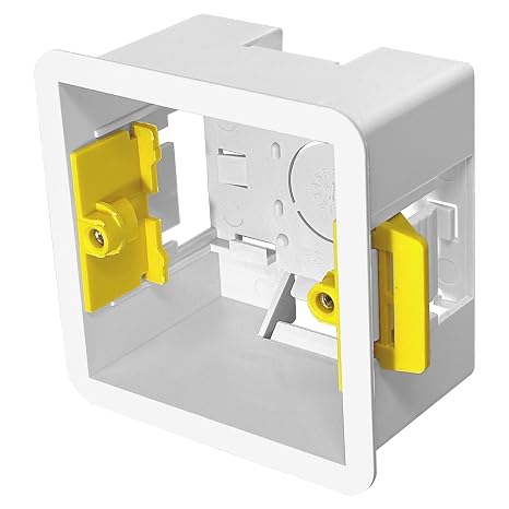 1 Gang Dry Lining Back Box 47mm | Deep Electrical Wall Box for Plasterboard | Fast-Fit Design (Pack of 1)