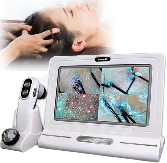 Digital Dermatoscope for Scalp/Skin/Hair Analysis - 11 Inch HD LCD Screen Magnifier UV Skin Analyzer for Beauty Salon