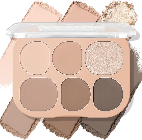 KYDA 6 Colors Neutral Eyeshadow Palette, Nude Eye Makeup, 03 Beige Brown