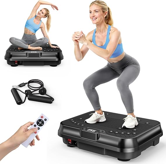 bigzzia Vibration Plate Exercise Machine Whole Body Workout Vibration Fitness Trainer with Bluetooth Speakers, Rope Skipping 250 Levels Vibration Platform Massage for Home Fitness & Weight Loss