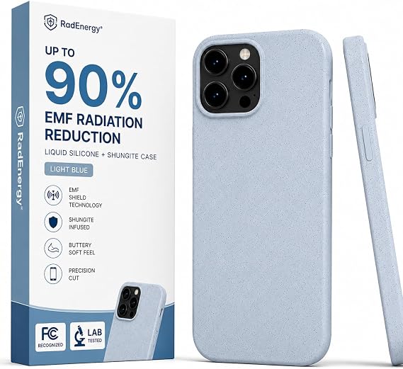 EMF プロテクション シュンガイトケース iPhone 13 Mini用 ライトブルー