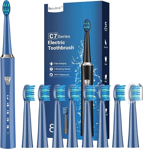Sonic Electric Toothbrush with 8 Heads for Adults, Kids, 120-Day Runtime