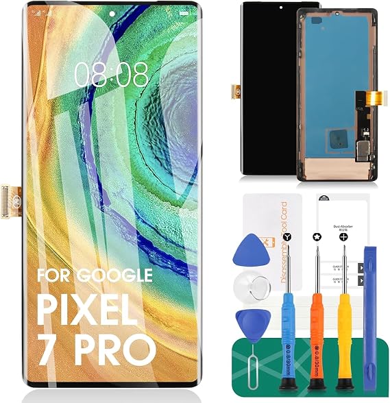 SRJTEK for Google Pixel 7 Pro 5G LCD Screen Replacement for Pixel 7 Pro GP4BC, GE2AE, GFE4J Digitizer Touch Screen Assembly Repair Kits Black (OLED Screen)