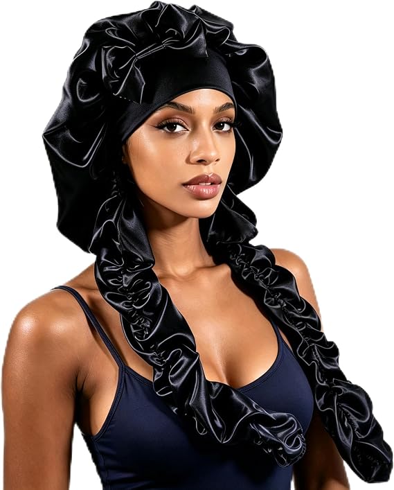 Satin Bonnet Sleep Cap Hair Cover Bonnet Satin Lined Slouchy Beanie Silk Lined Night Sleeping Hat for Cuirly Hair