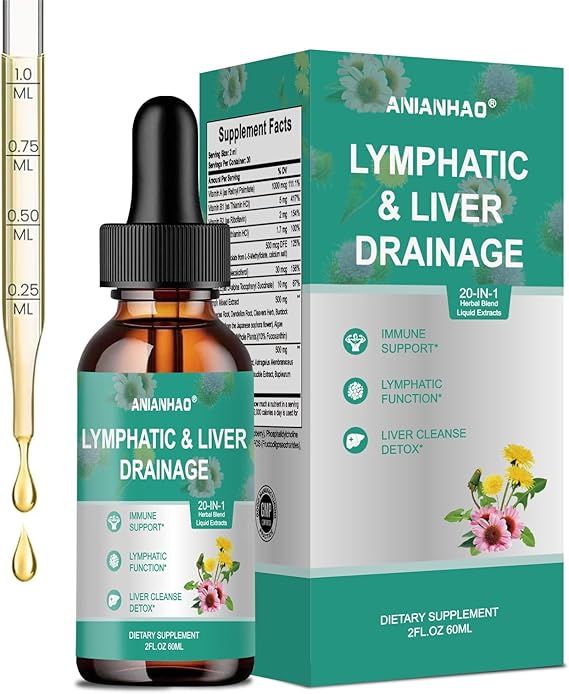 Strongest Lymph-Liver Cleanse Detox, Liver Health & Lymphatic Drainage Drops, Lymph Cleanse Detox, Liposomal Artichoke Lymphatic Drainage & Liver Repair Supplement with All Vitamins, 60ml
