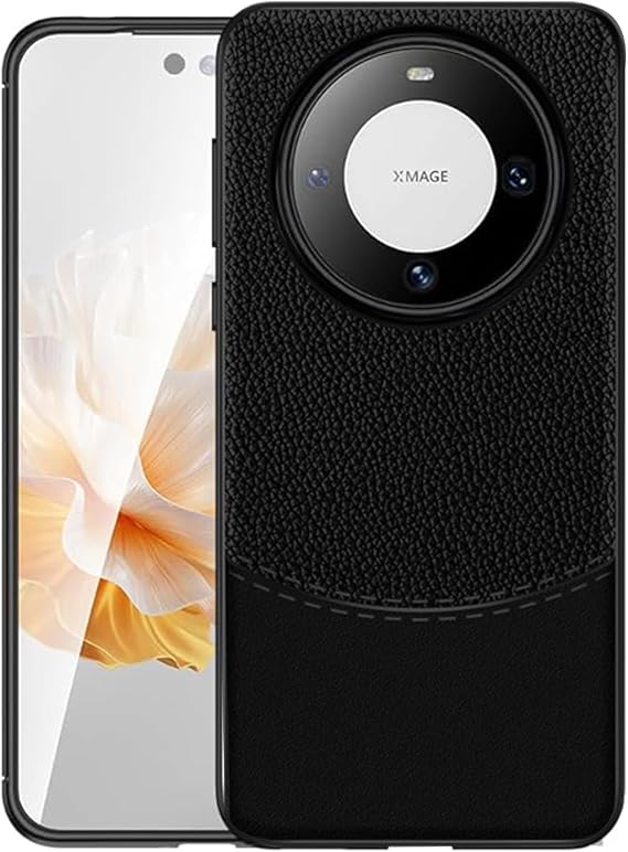Microcase Huawei Mate 60 Pro Plus Global Leather Serisi Deri Efekt Silikon Kılıf - Siyah AL3337