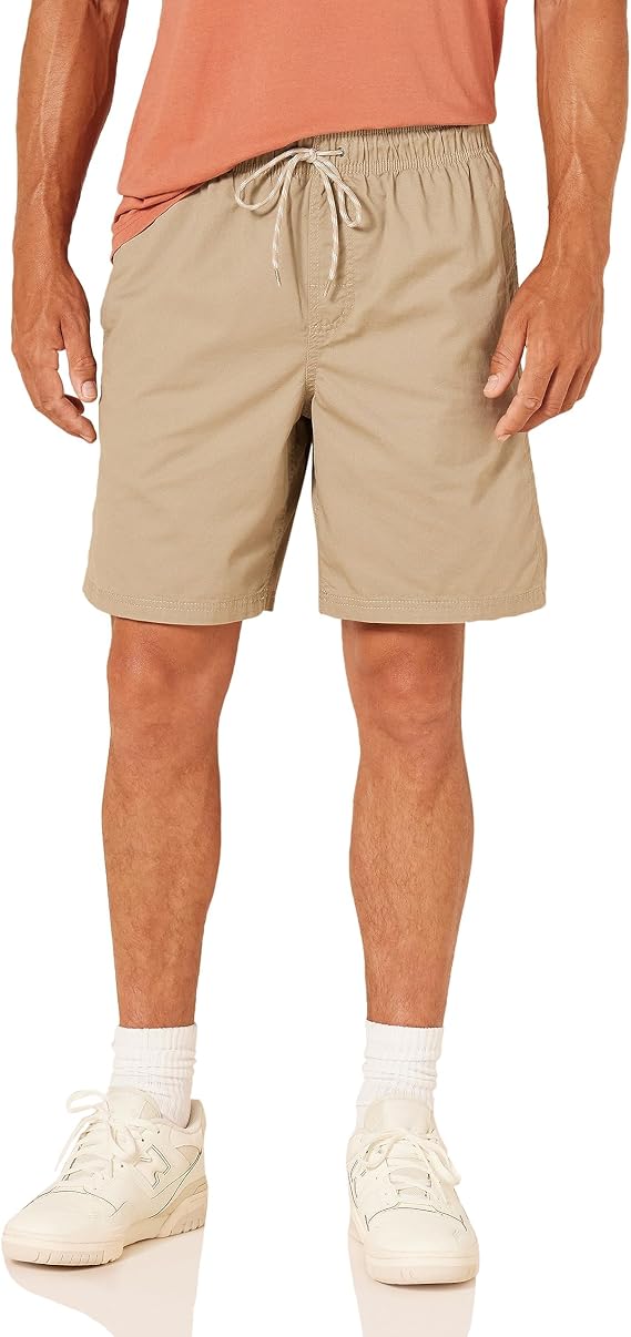 Amazon Essentials Men's Relaxed Fit 20 cm Cotton Shorts with Elastic Waistband and Drawstring