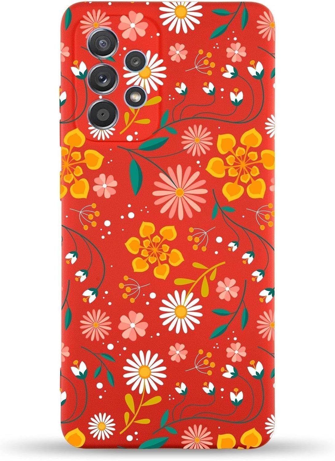 PrintiFy Samsung Galaxy A32 Compatible Launch Case Floral Design Inside Velvet Cover-red
