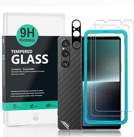 Ibywind Screen Protector For Sony Xperia 1 V 5G 6.5"[2 Pack],9H Hardness Tempered Glass,With 1Pc Camera Lens Protector,Easy to Install