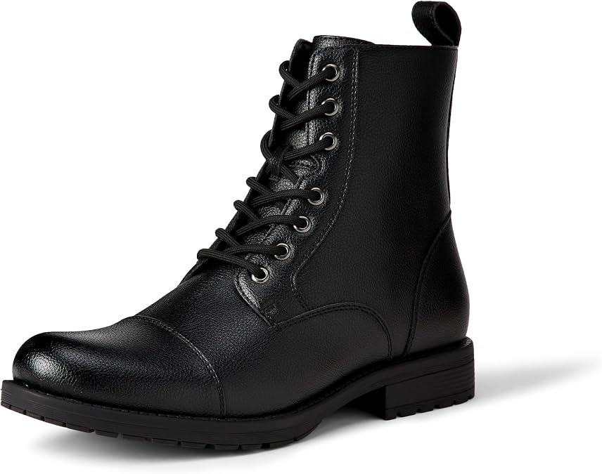 Amazon Essentials Men's Cap-Toe Lace-Up Combat Boots with Zip