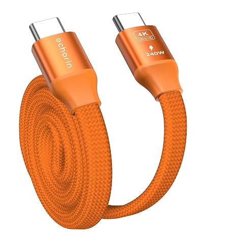 Manyetik Turuncu 240w 20Gbps Type-C to Type-C Hızlı Şarj, Görüntü ve Veri Aktarım Kablosu, iPhone, iPad, MacBook, Samsung Galaxy uyumlu