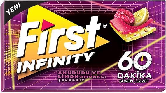 First Infinity 60 Dakika Ahududu & Limon Aromalı Şekersiz Sakız 27g - 12 Adet