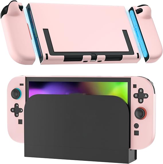 RHOTALL Upgraded Version Easy Docking Pink Dockable Case for Nintendo Switch 2 2025 Protective Hard PC Shell Slim Cute Controller Cover with Detachable Joicon for Switch 2