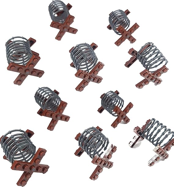 General Jim's Military A-Frame Style Barbed Wire Stand Section WW2 Modular Building Blocks Brick Toys Playset 50 Pieces 10 Barbed Wire Frames - For Teens and Adults