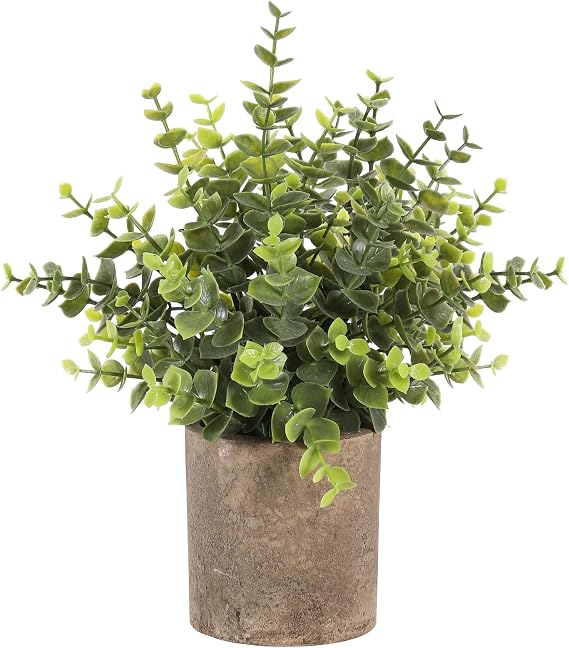 Artificial Plants Indoor in Pots Eucalyptus Plants Topiaries Small Faux Plants for Home,Office,Desk,Bedroom,Living Room,House Decorations(green,1pcs)