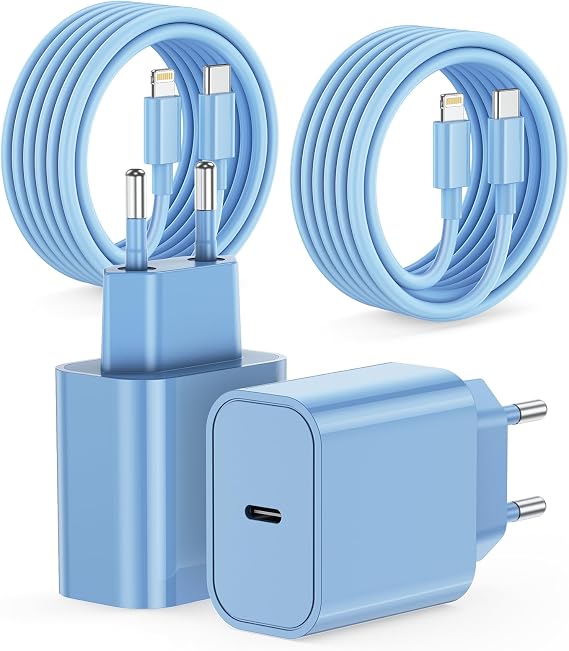 25W Fast Charging Charger, 2PACK USB C Charger Fast Charging for iPhone with 2M C-Lightning Cable for iPhone 14/14 Pro/14 Pro Max/14 Plus 13 12 11 SE XR X XS 8 7, Air Plus, iPad Pro/iPad Air, Blue