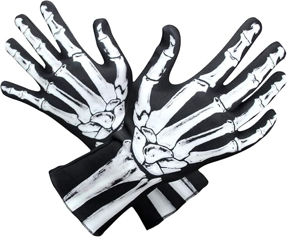 WTACTFUL Skeleton Gloves Men Women, Bone Halloween Long Arm Costume