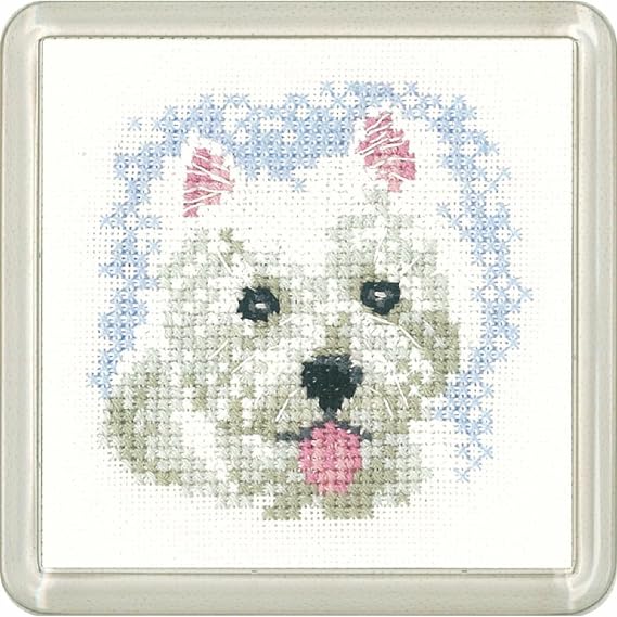 Heritage CFWP1262-A Counted Cross Stitch Kit Aida Westie Puppy (A), Coaster Size 7.5 x 7.5 cm