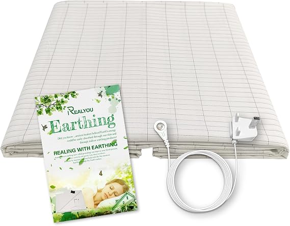 Grounding Sheet with Grounding Connection Cable, Silver Fiber Earthing Bed Sheet Conductive Earth Grounding Mat for Better Sleep, Pain Relief and Recovery (90×230 cm)