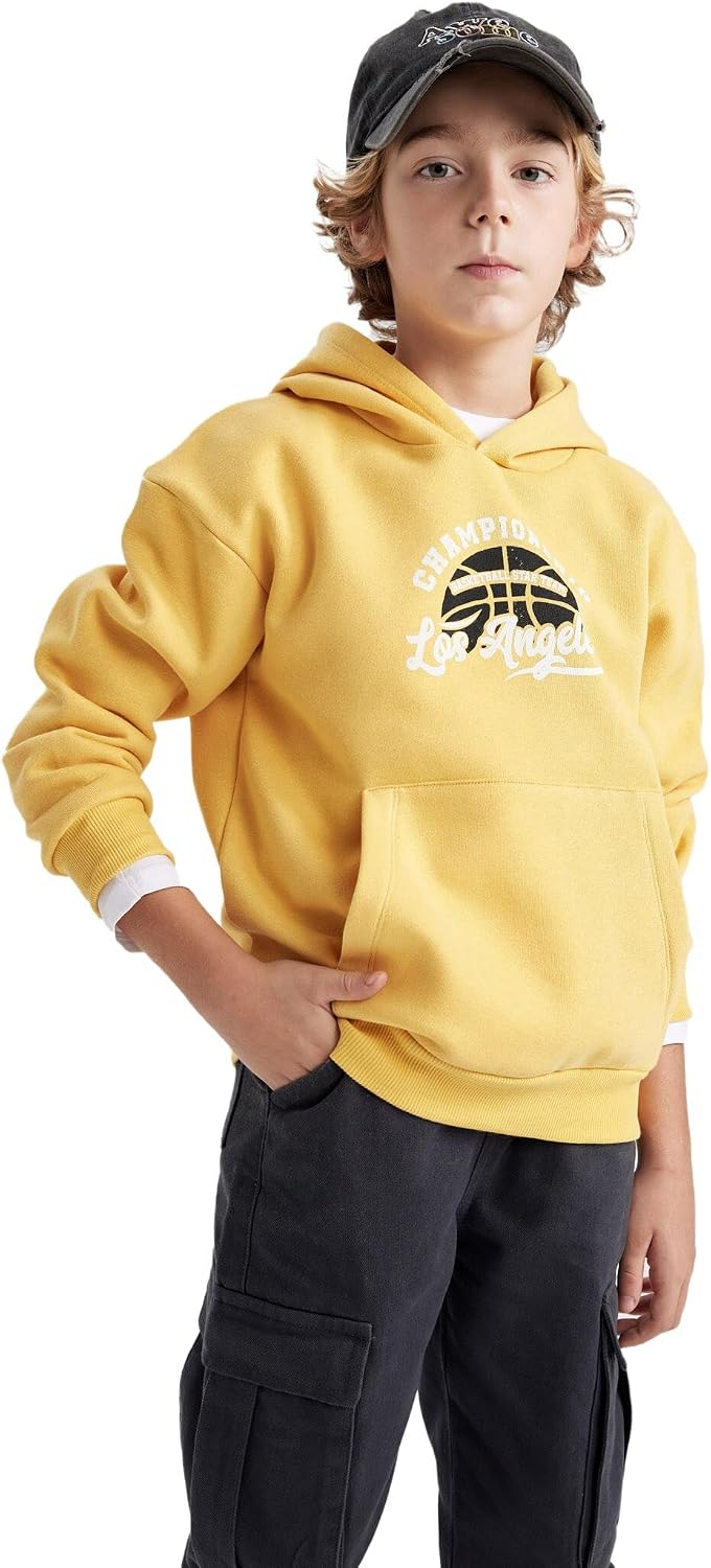 DeFacto Boys' Regular Fit Hooded Sweatshirt
