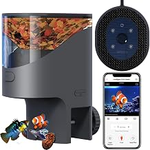 WiFi Automatic Fish Feeder with 2.5K Camera, 2.4/5G Smart App Control, Holiday Feeding Timer, 200ml Moisture-Proof Flake Food Dispenser, Remote Precision Aquarium Pet Feeder for 40L+ Aquariums