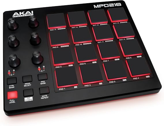AKAI Professional MPD218 Ultra-Portable USB Bus-Powered 16-Pad USB/MIDI Pad Controller